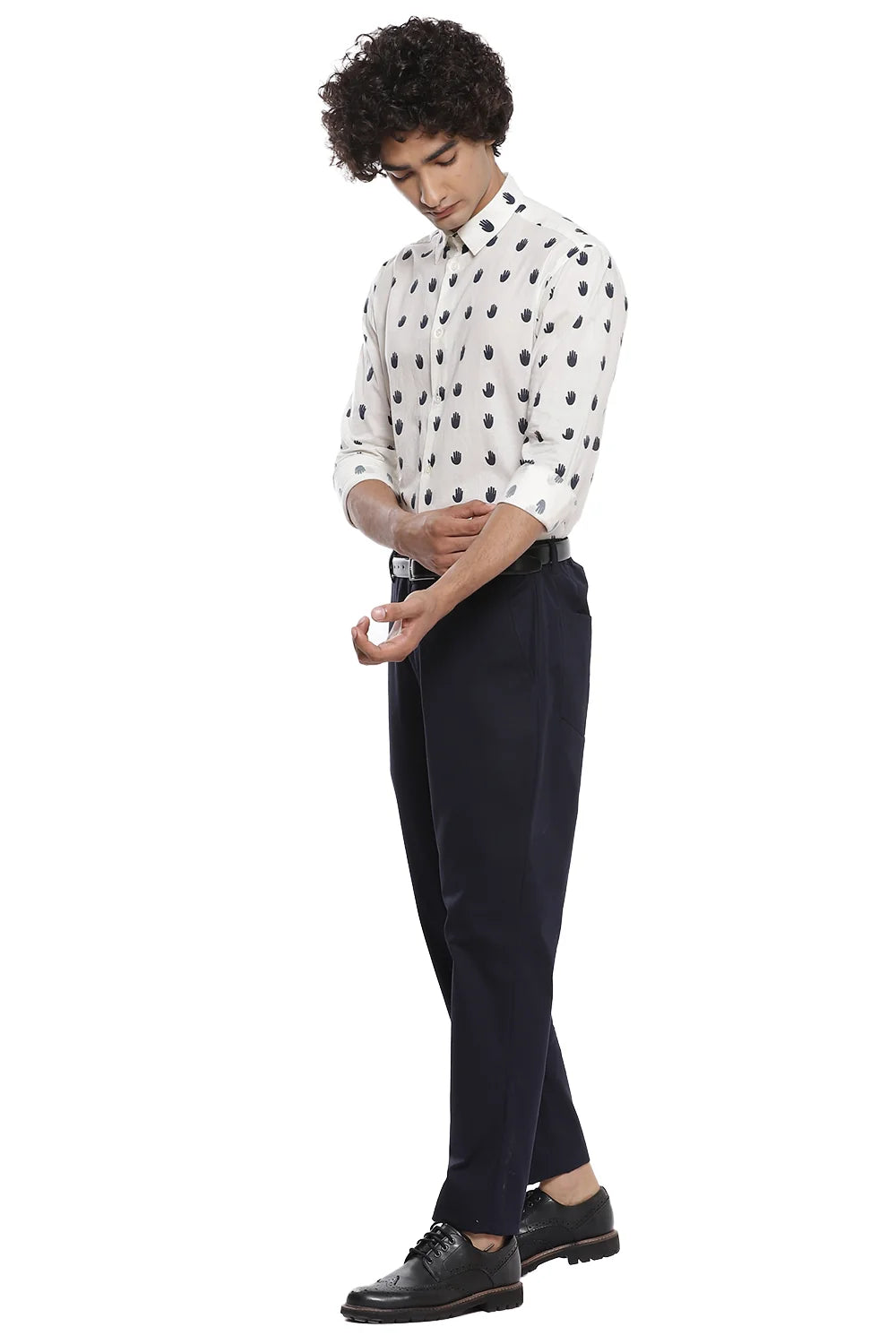Navy Hand Printed Shirt