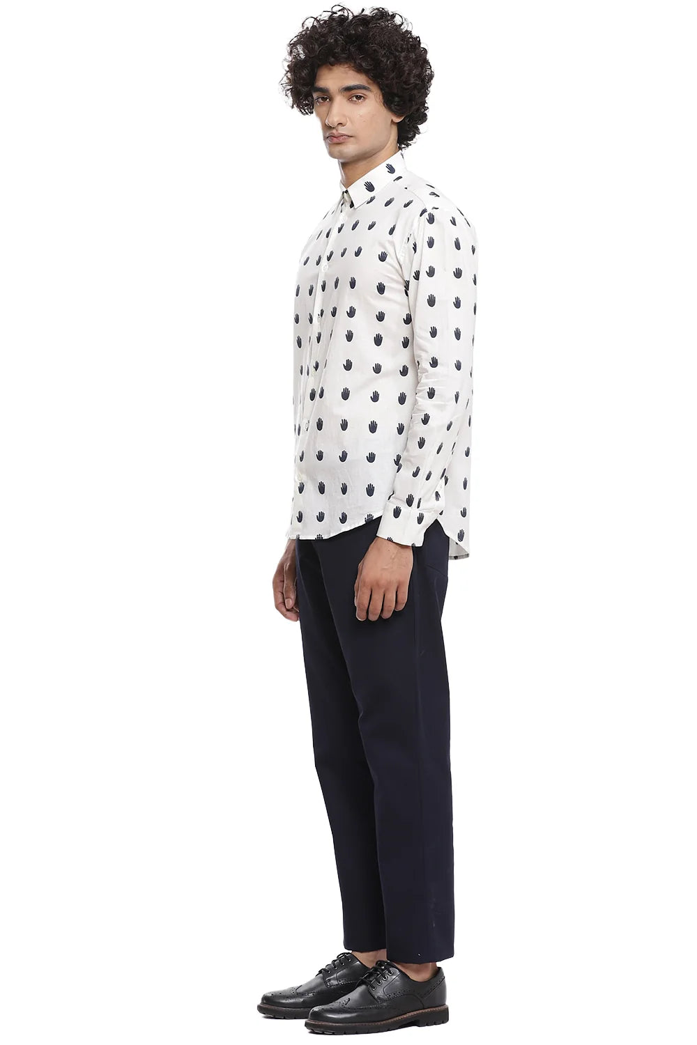Navy Hand Printed Shirt