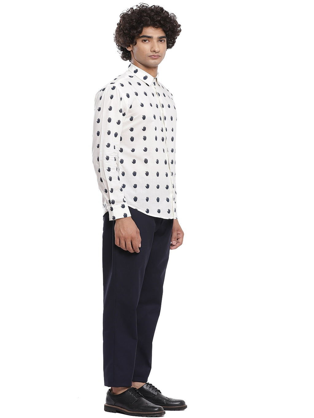 Navy Hand Printed Shirt