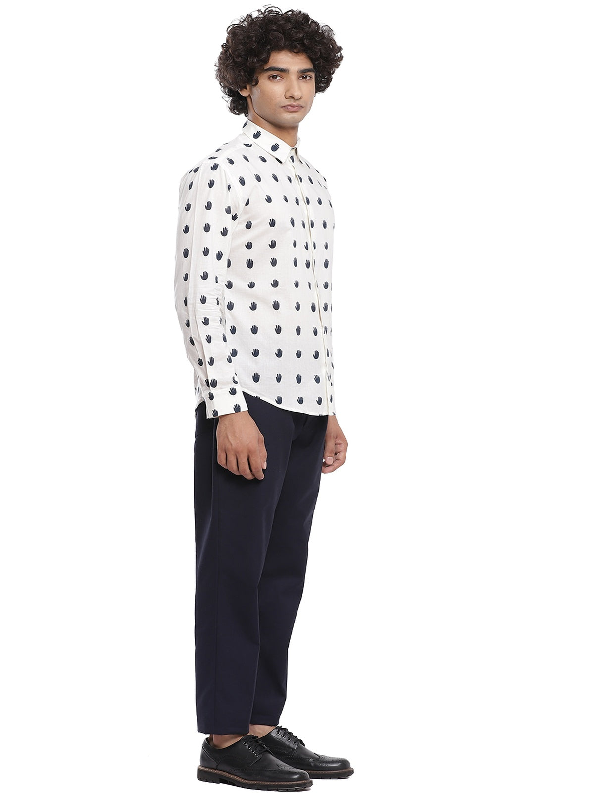 Navy Hand Printed Shirt