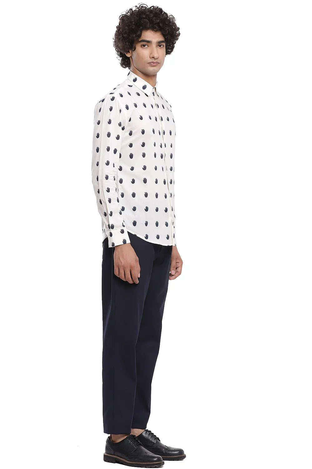 Navy Hand Printed Shirt