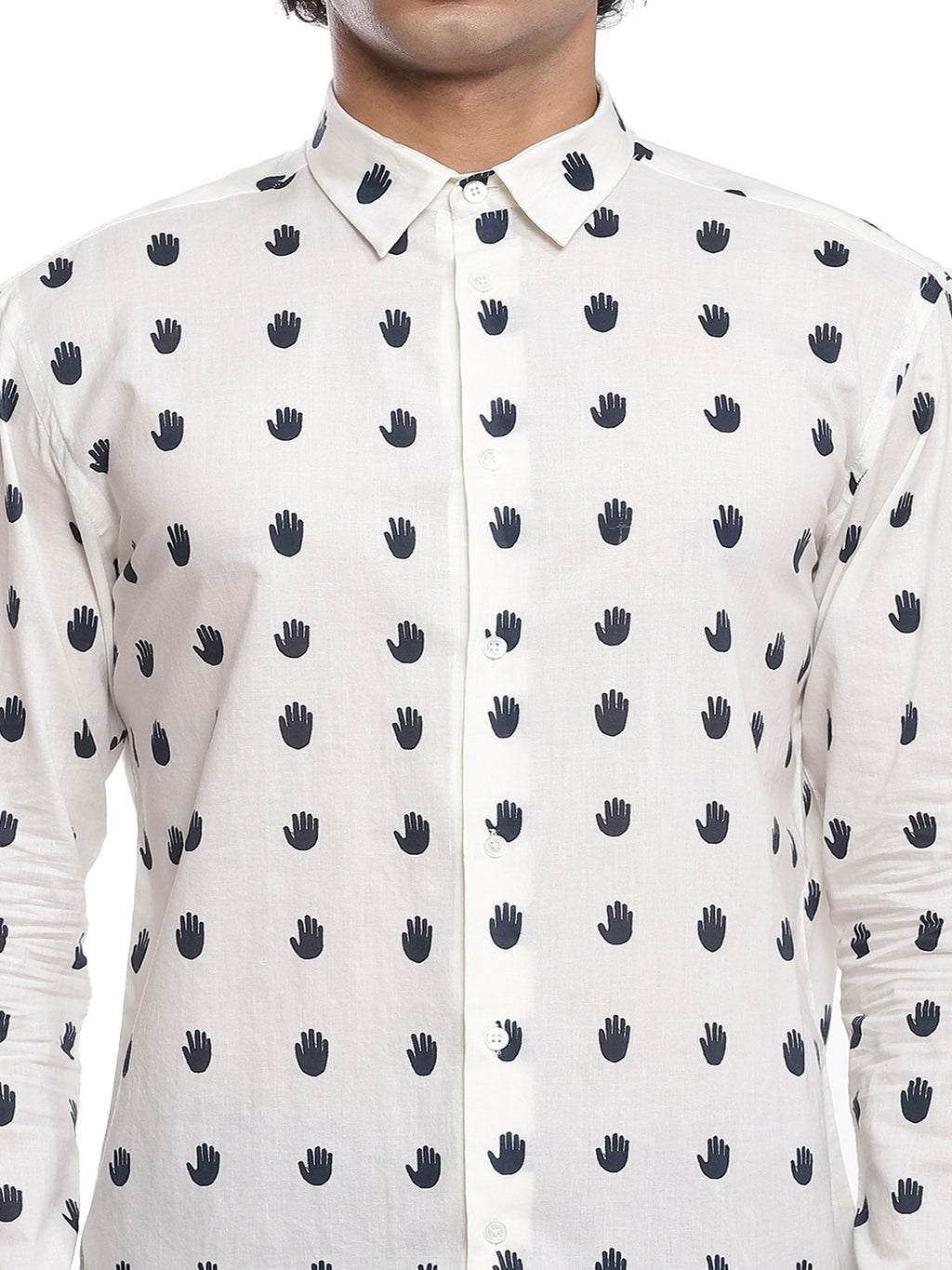 Navy Hand Printed Shirt