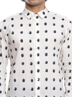 Navy Hand Printed Shirt