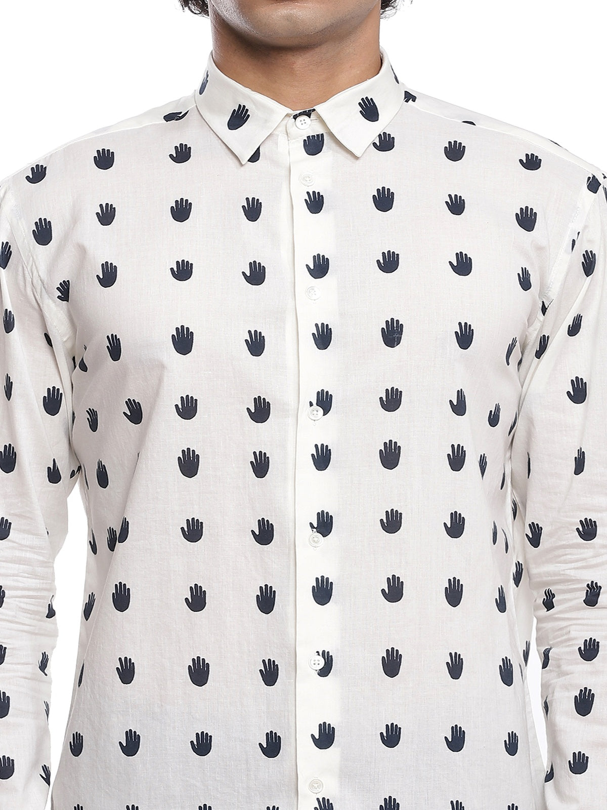 Navy Hand Printed Shirt