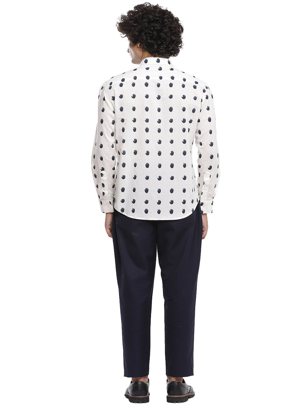 Navy Hand Printed Shirt