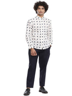 Navy Hand Printed Shirt