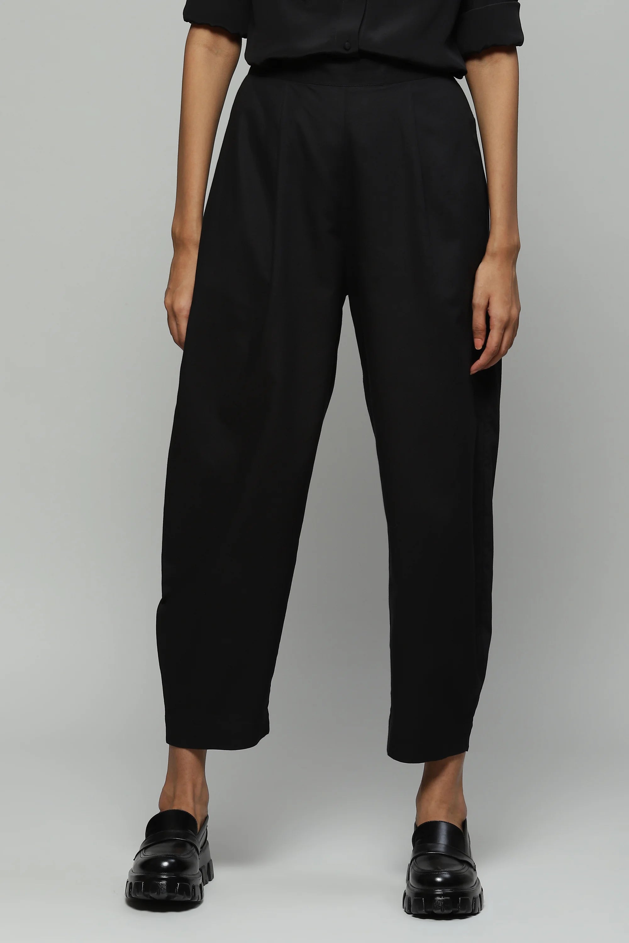 Black Cotton Viscose Pant