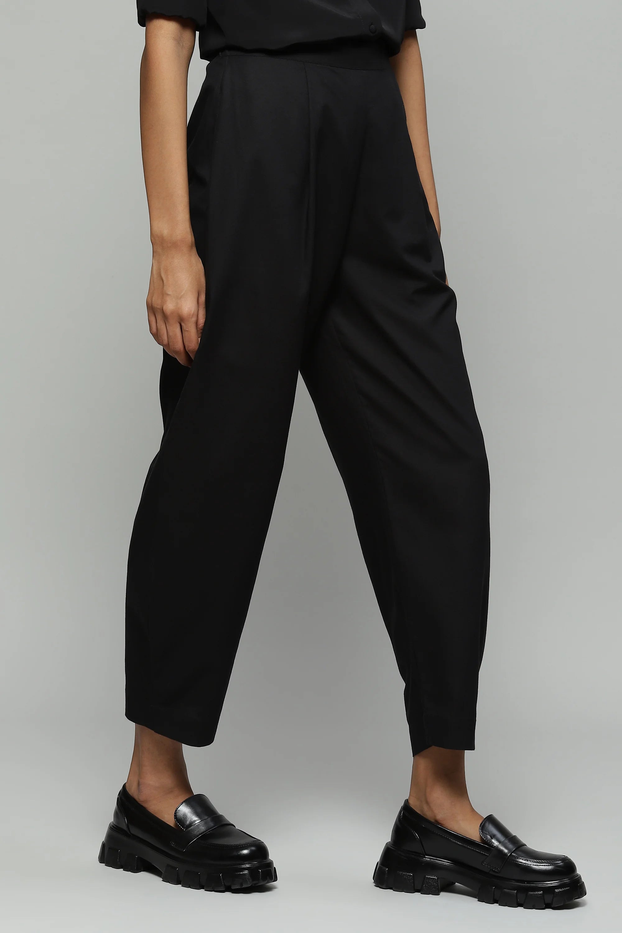 Black Cotton Viscose Pant