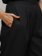 Black Cotton Viscose Pant