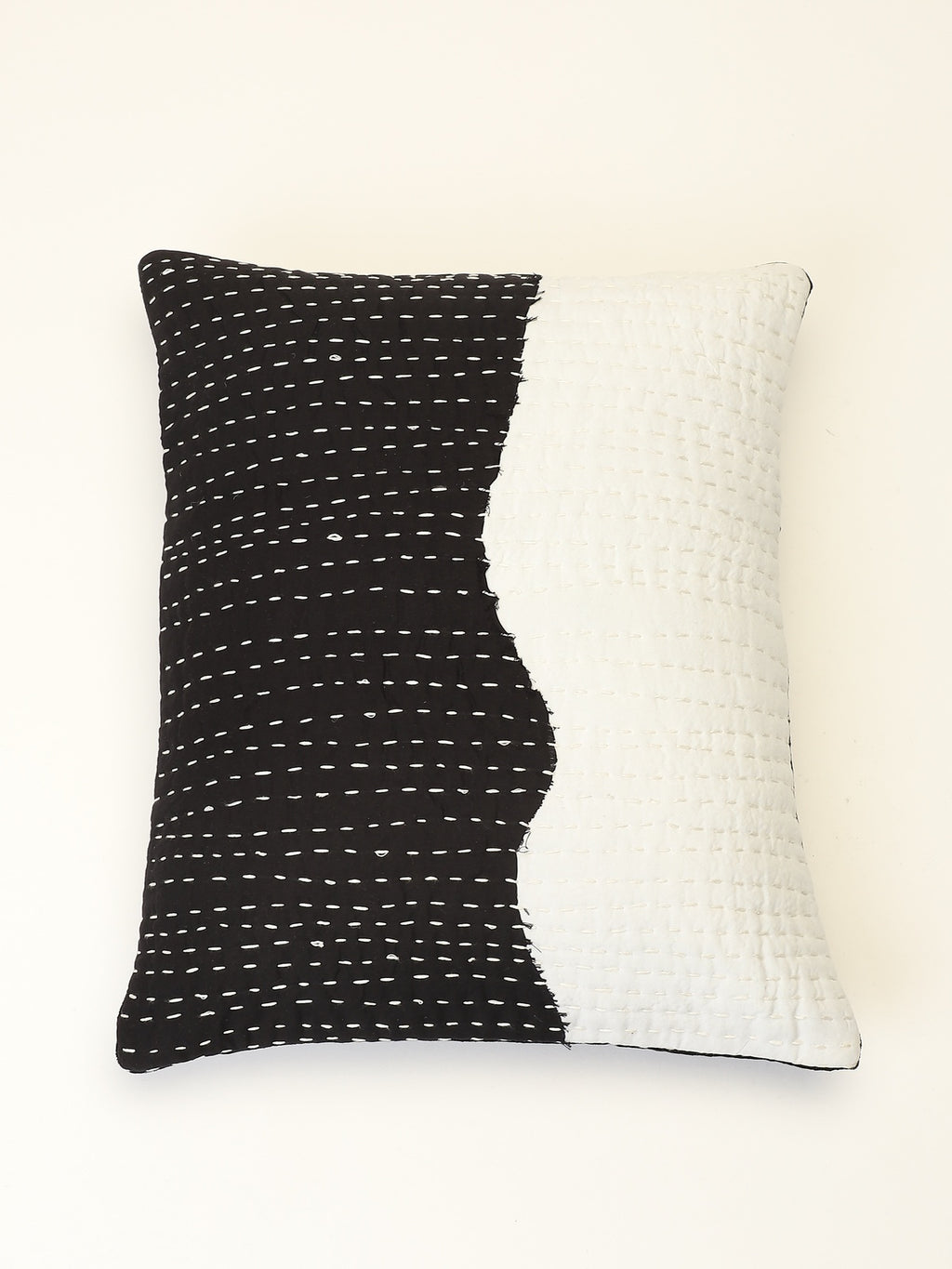 Kantha Stitch Patched Cushion Cover