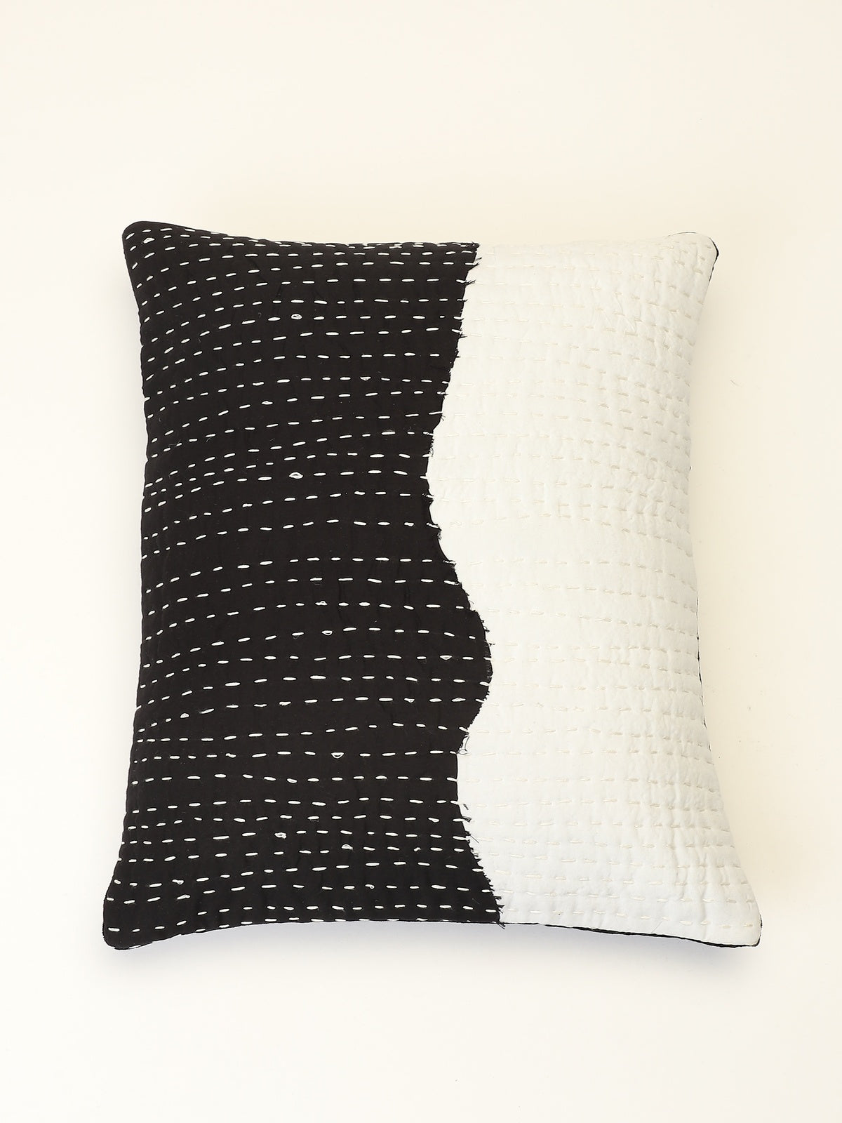 Kantha Stitch Patched Cushion Cover