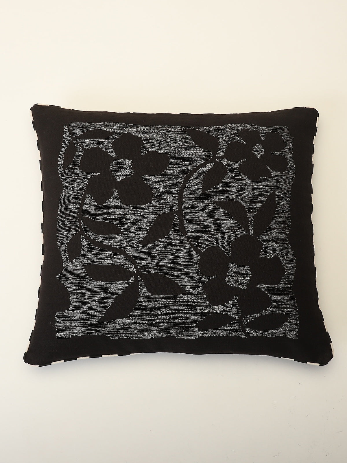 Floral Scribble Embroidery Cushion Cover