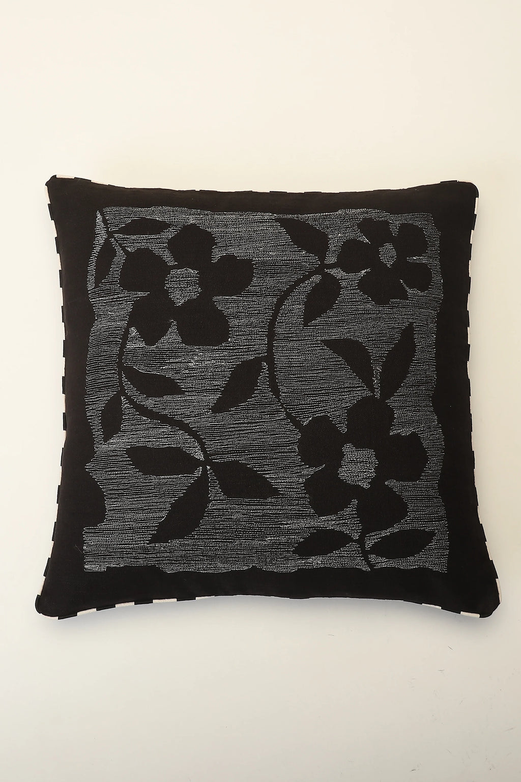 Floral Scribble Embroidery Cushion Cover