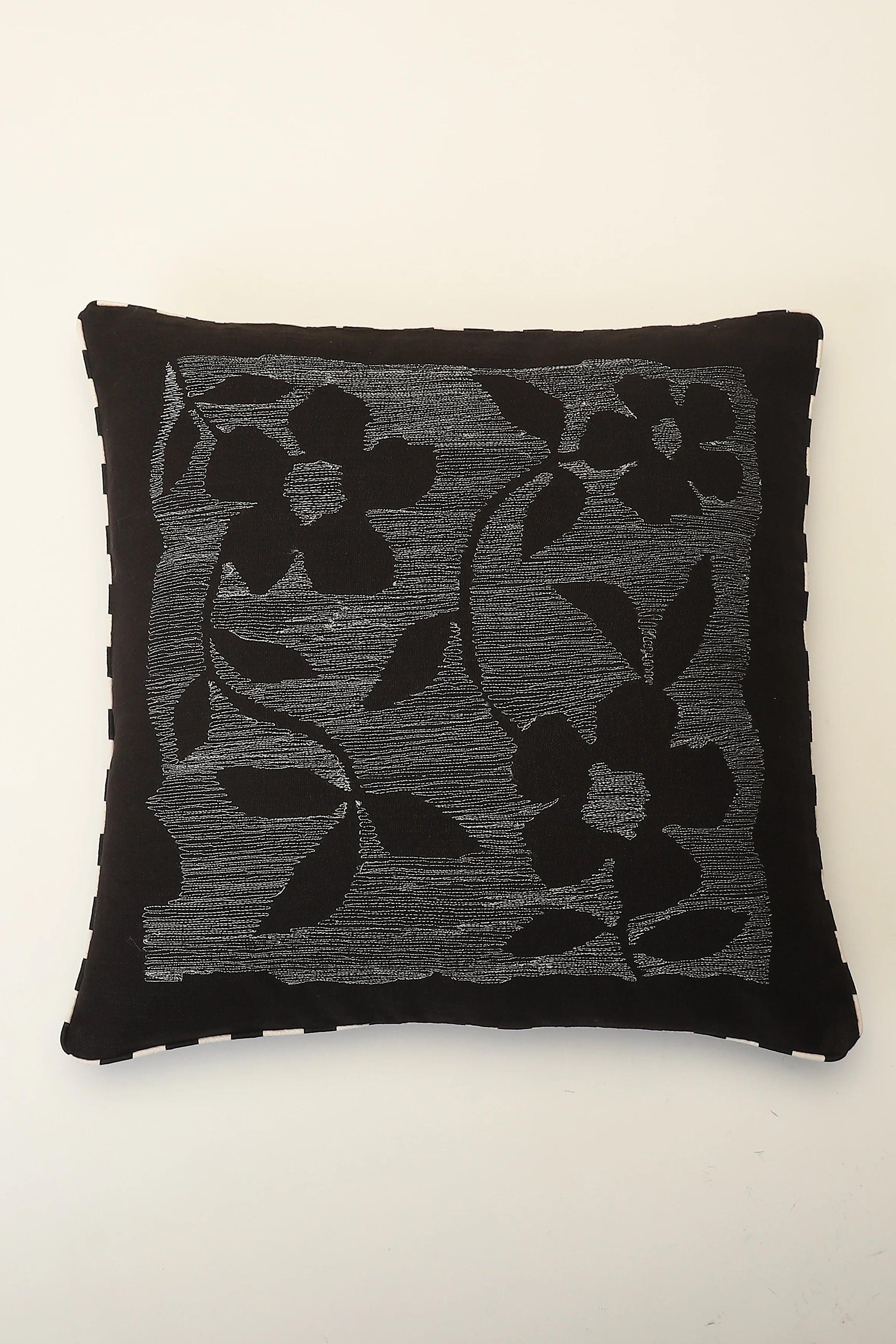 Floral Scribble Embroidery Cushion Cover