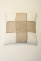 Quilted Cushion Cover With Kantha Stitch Patchwork