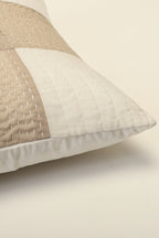 Quilted Cushion Cover With Kantha Stitch Patchwork