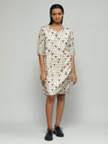 Hand Block Printed And Sequinned Dress