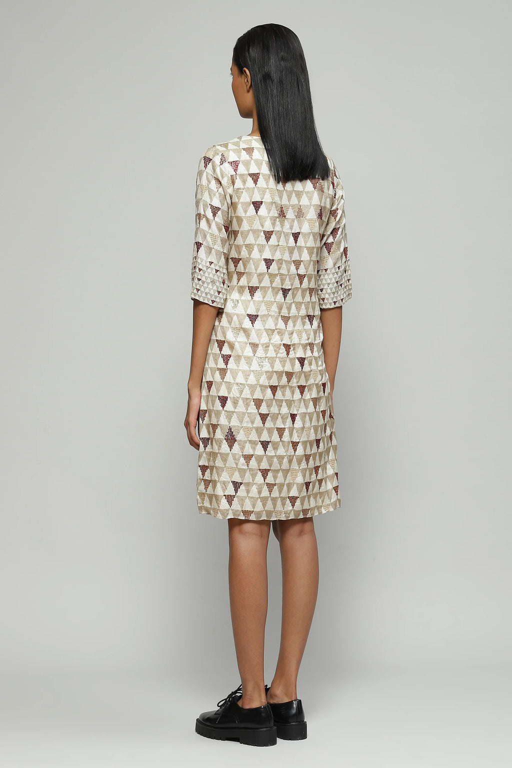 Hand Block Printed And Sequinned Dress