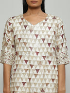 Hand Block Printed And Sequinned Dress