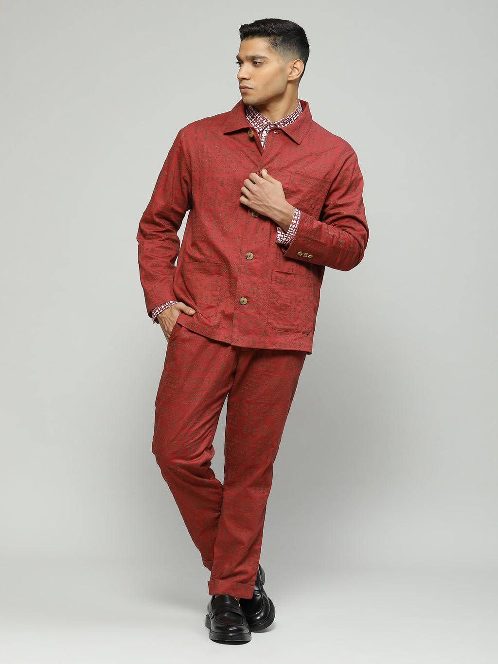 Calligraphy Embroidered Madder Jacket