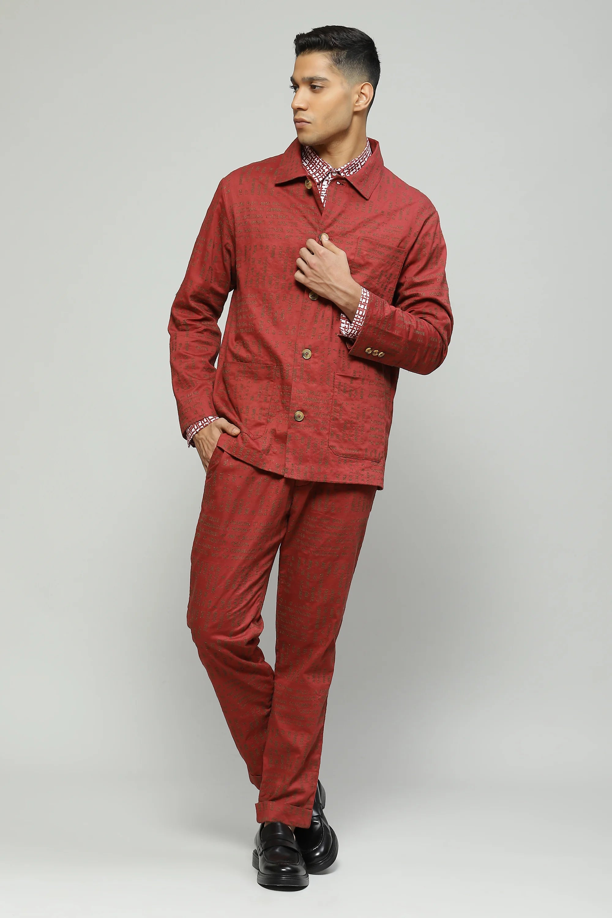 Calligraphy Embroidered Madder Jacket
