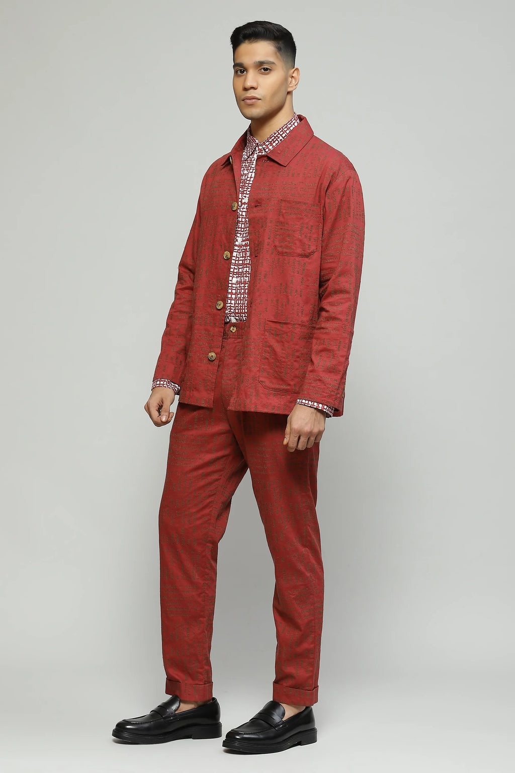 Calligraphy Embroidered Madder Jacket