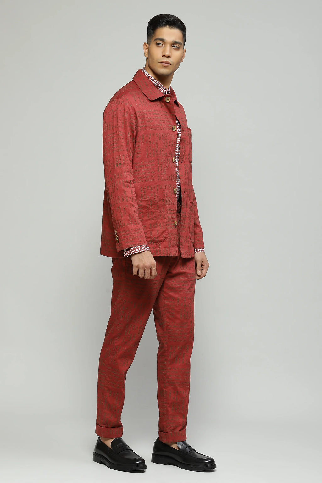 Calligraphy Embroidered Madder Jacket