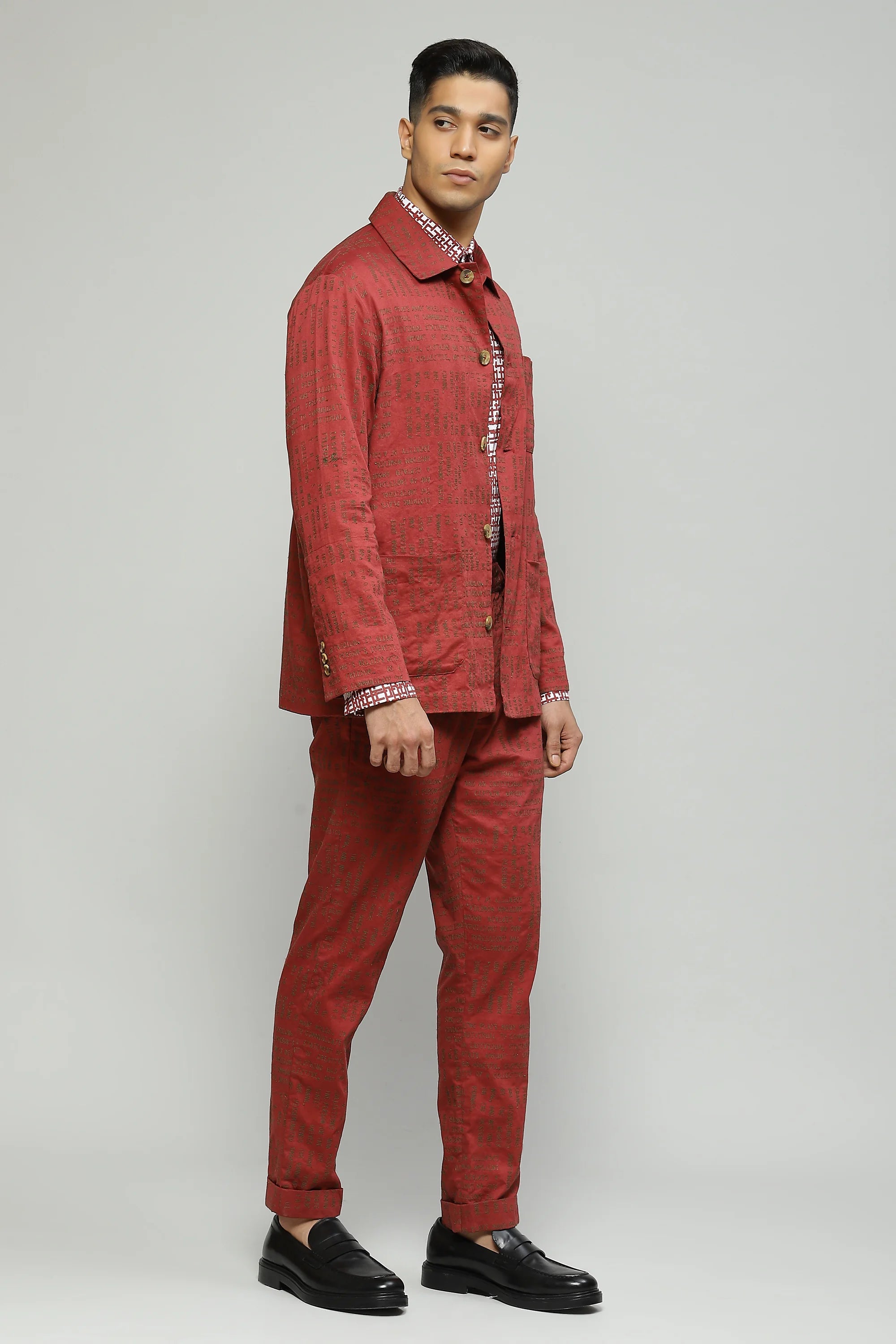 Calligraphy Embroidered Madder Jacket