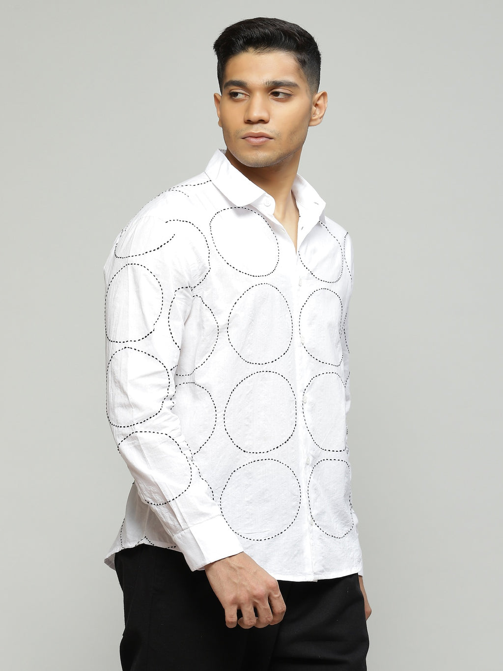 Hand Embroidered  Shirt White