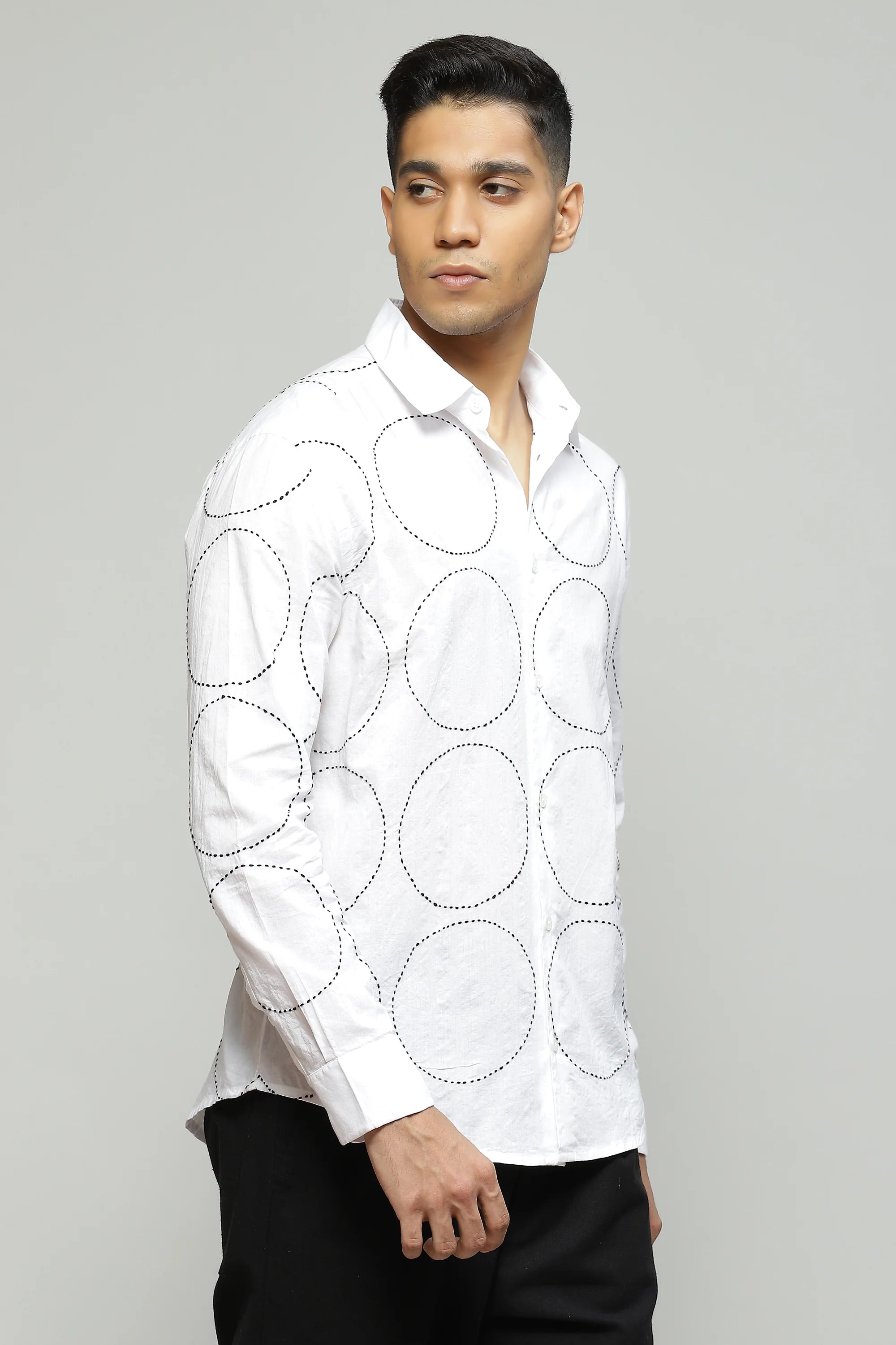 Hand Embroidered  Shirt White
