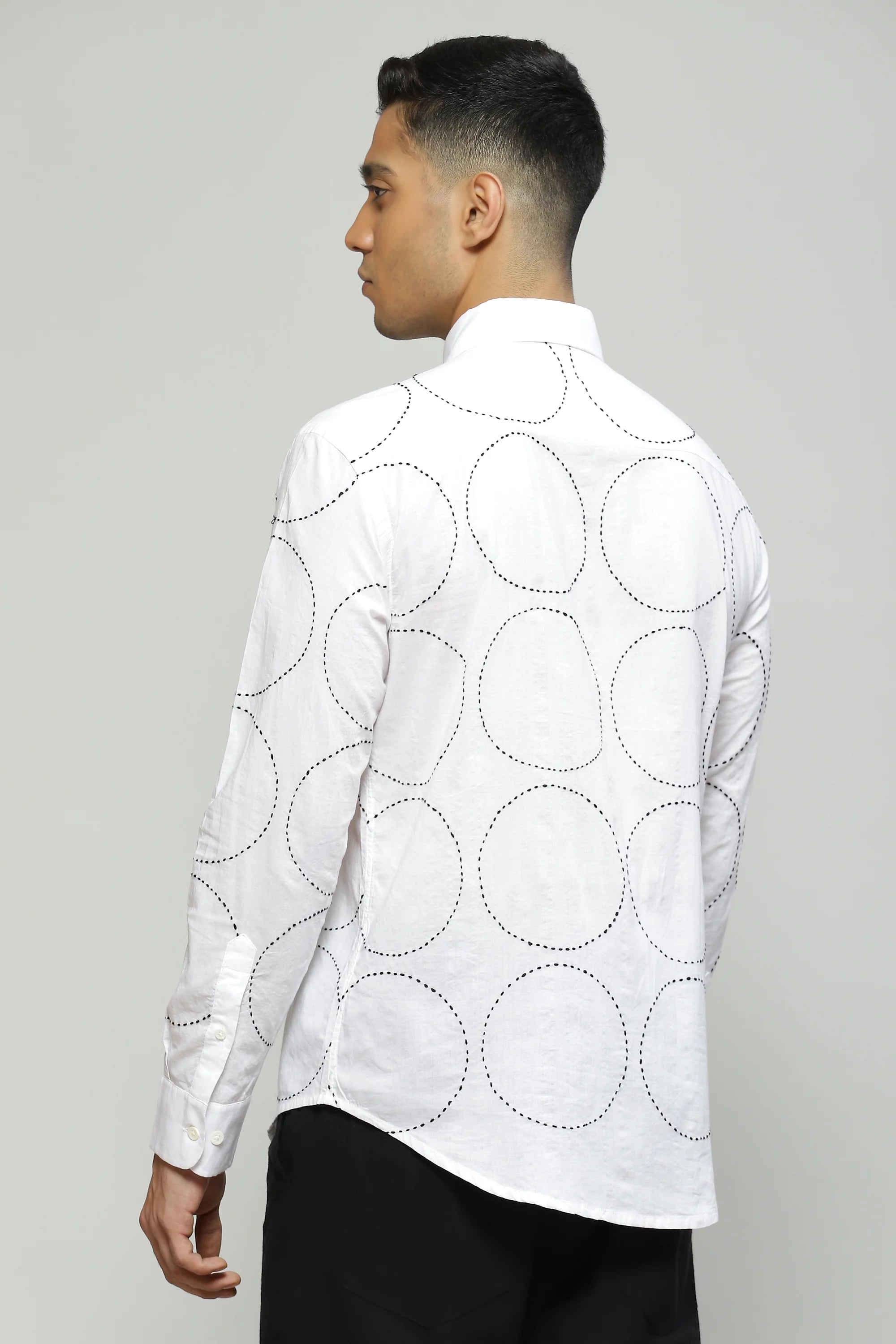 Hand Embroidered  Shirt White