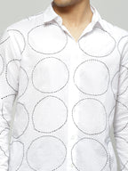 Hand Embroidered  Shirt White