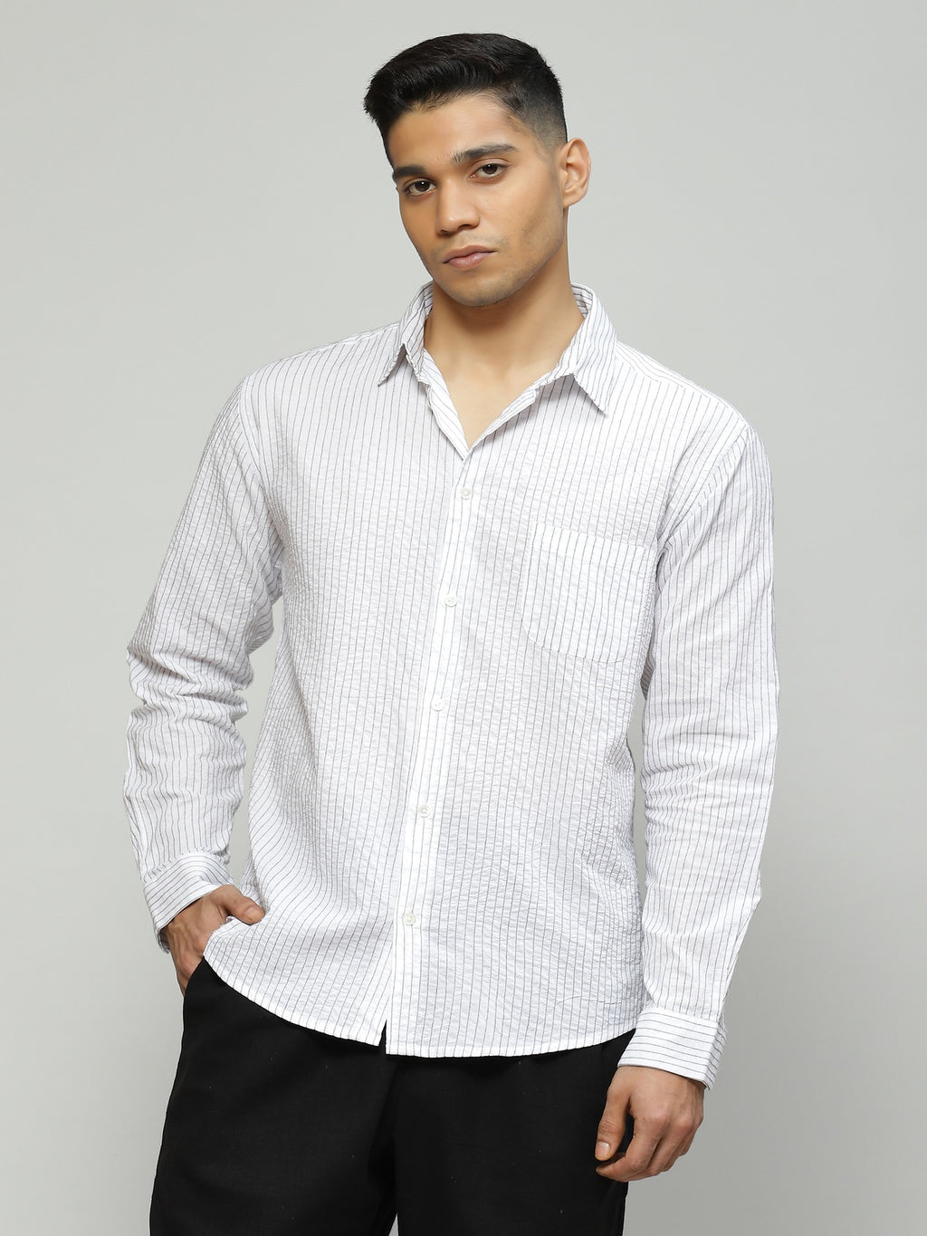 Trapunto Stitch Shirt White