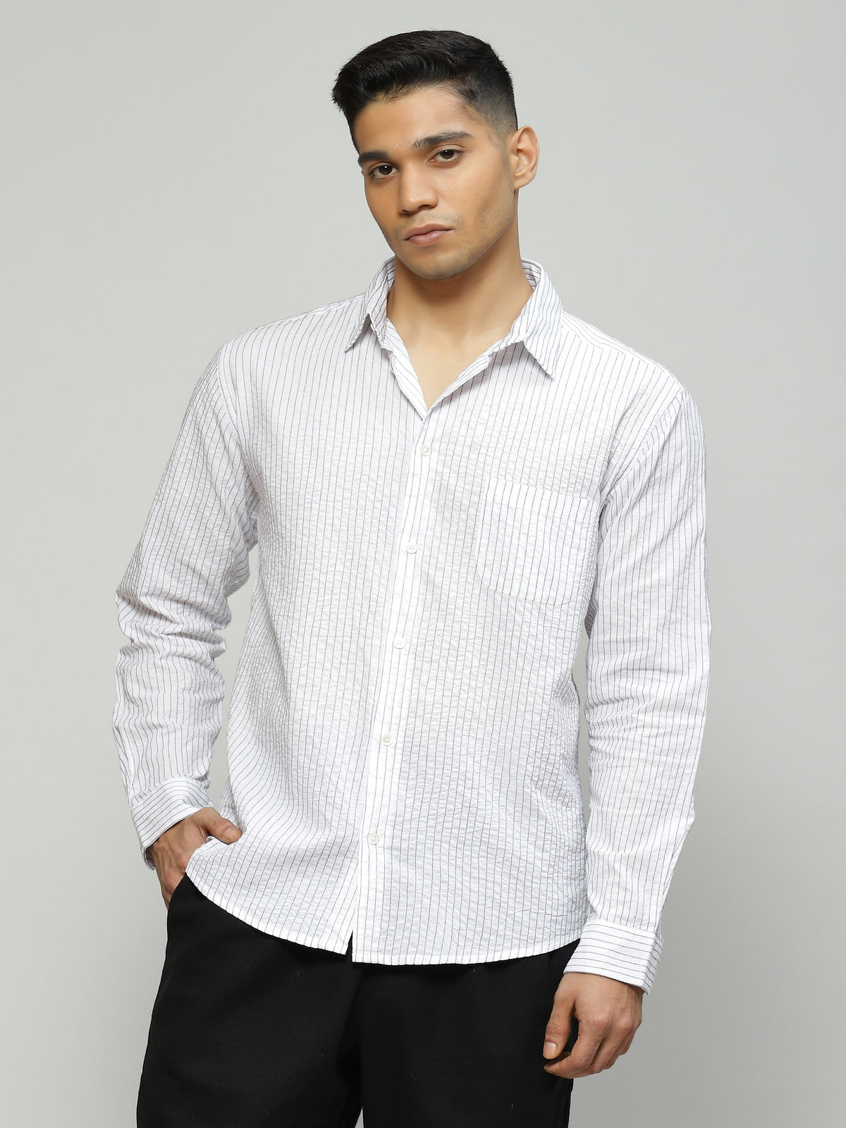 Trapunto Stitch Shirt White