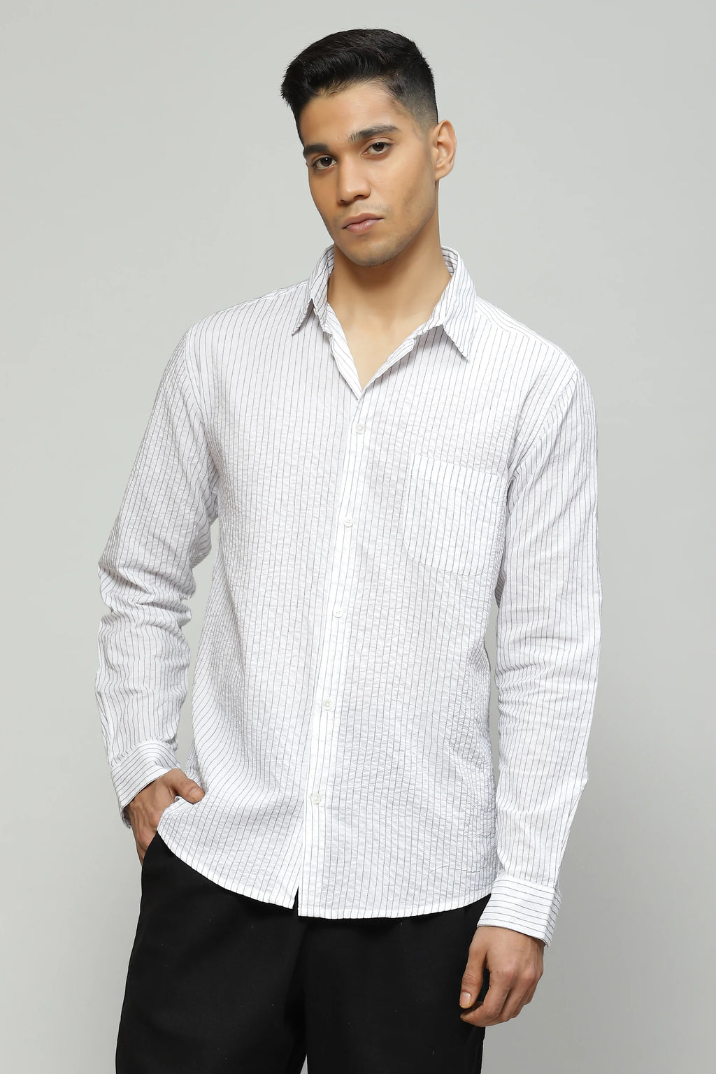 Trapunto Stitch Shirt White