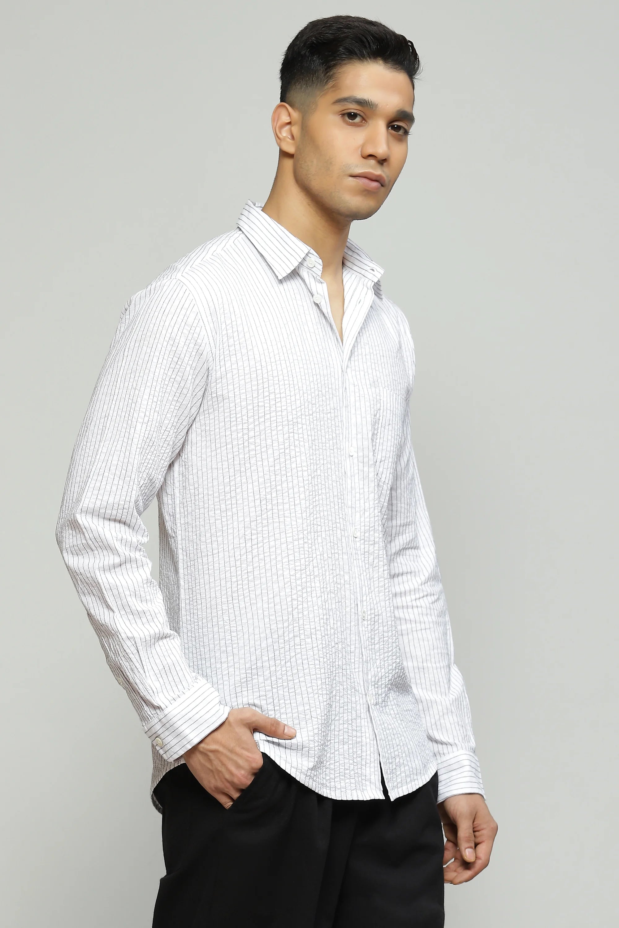 Trapunto Stitch Shirt White