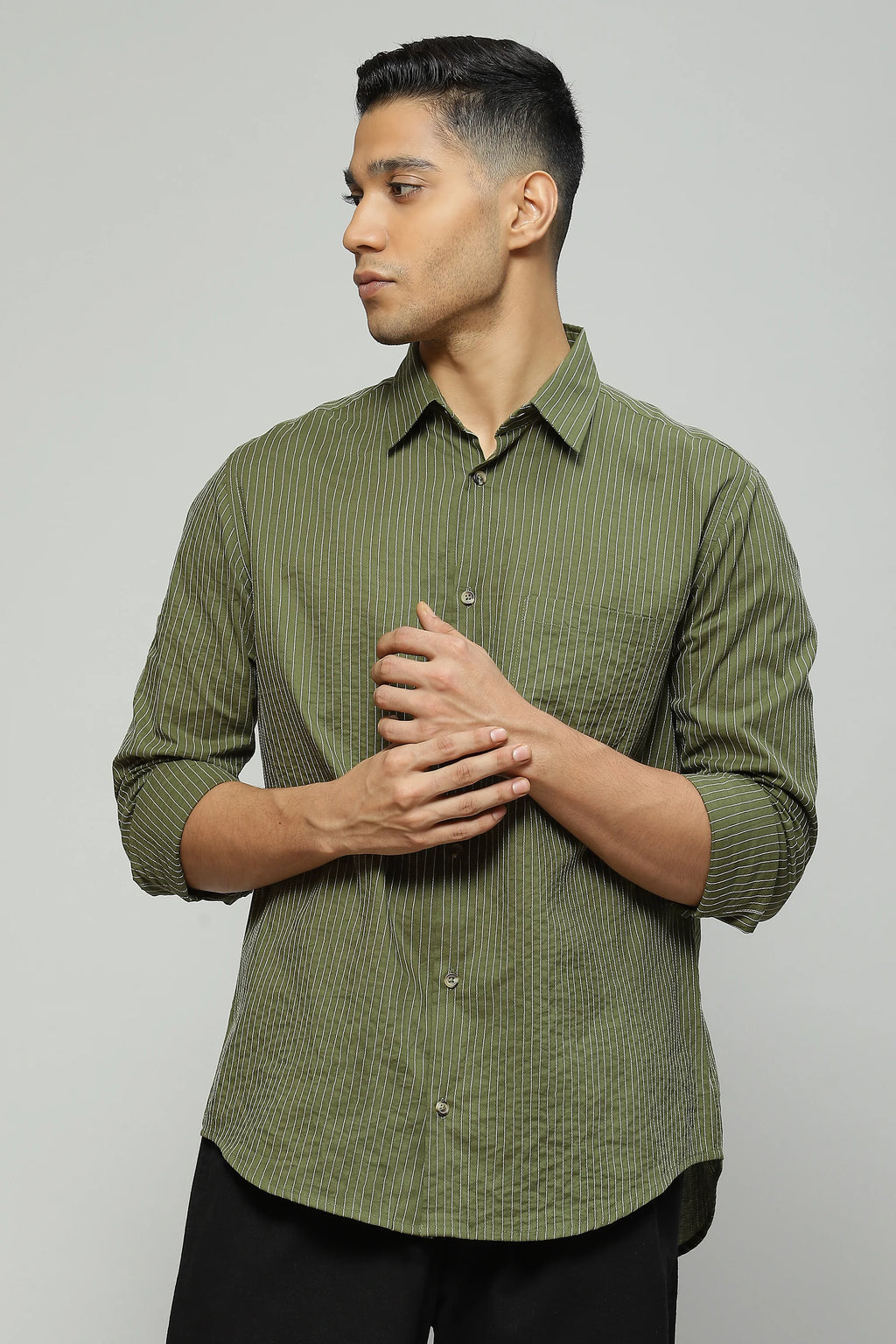 Trapunto Stitch Shirt Seagrass