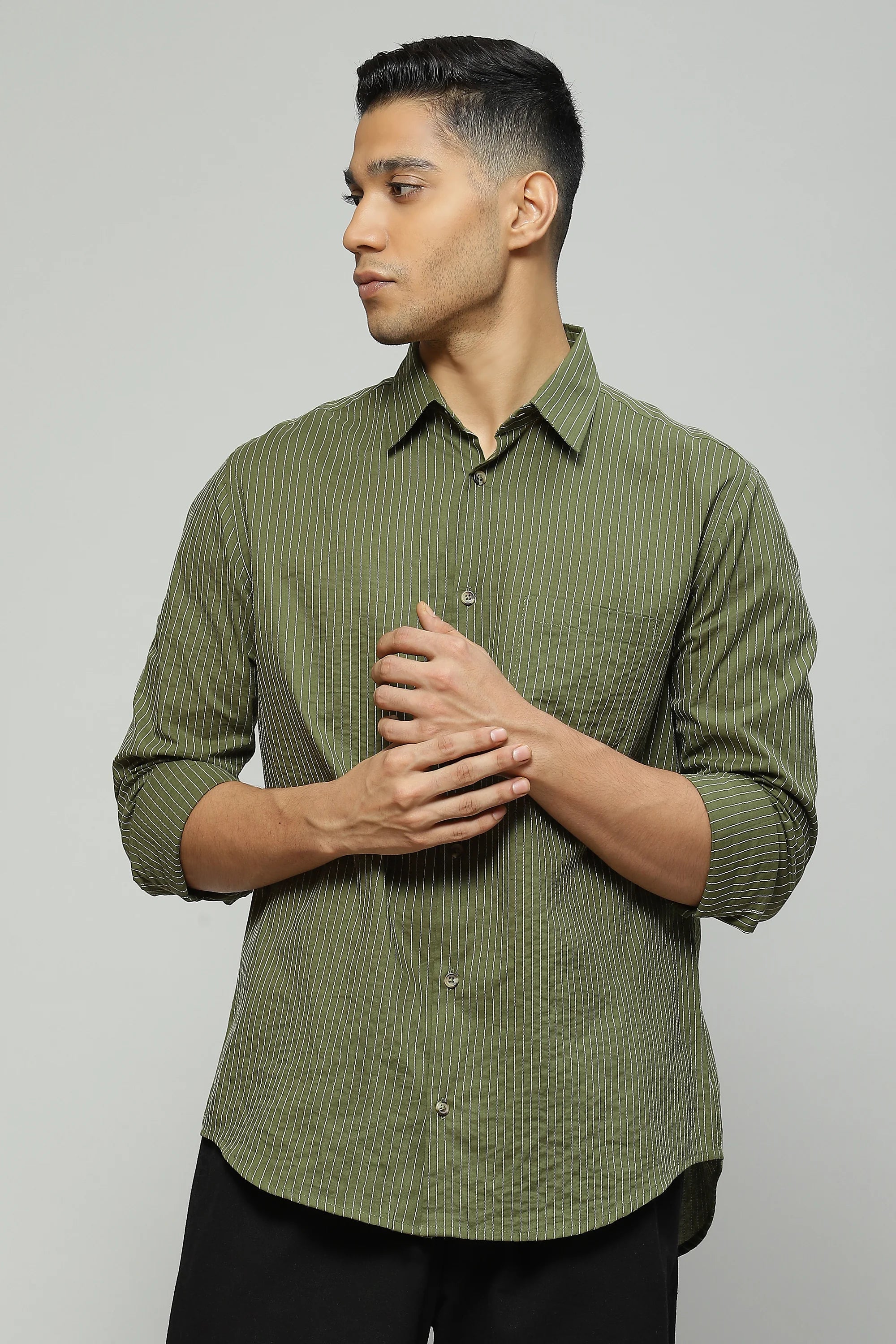 Trapunto Stitch Shirt Seagrass