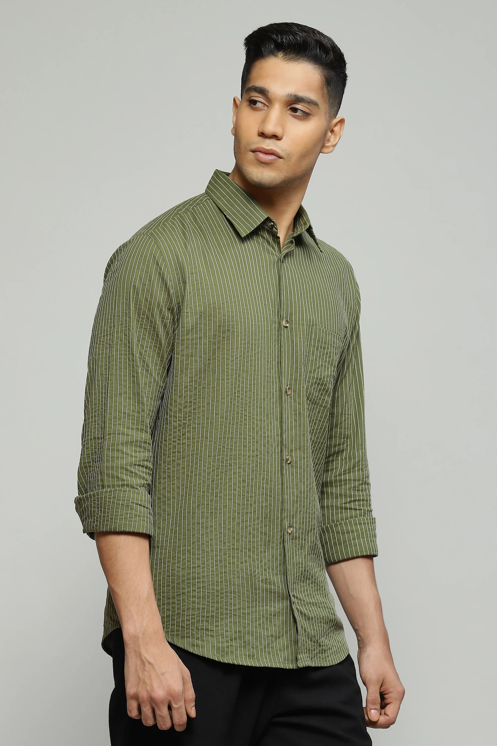 Trapunto Stitch Shirt Seagrass