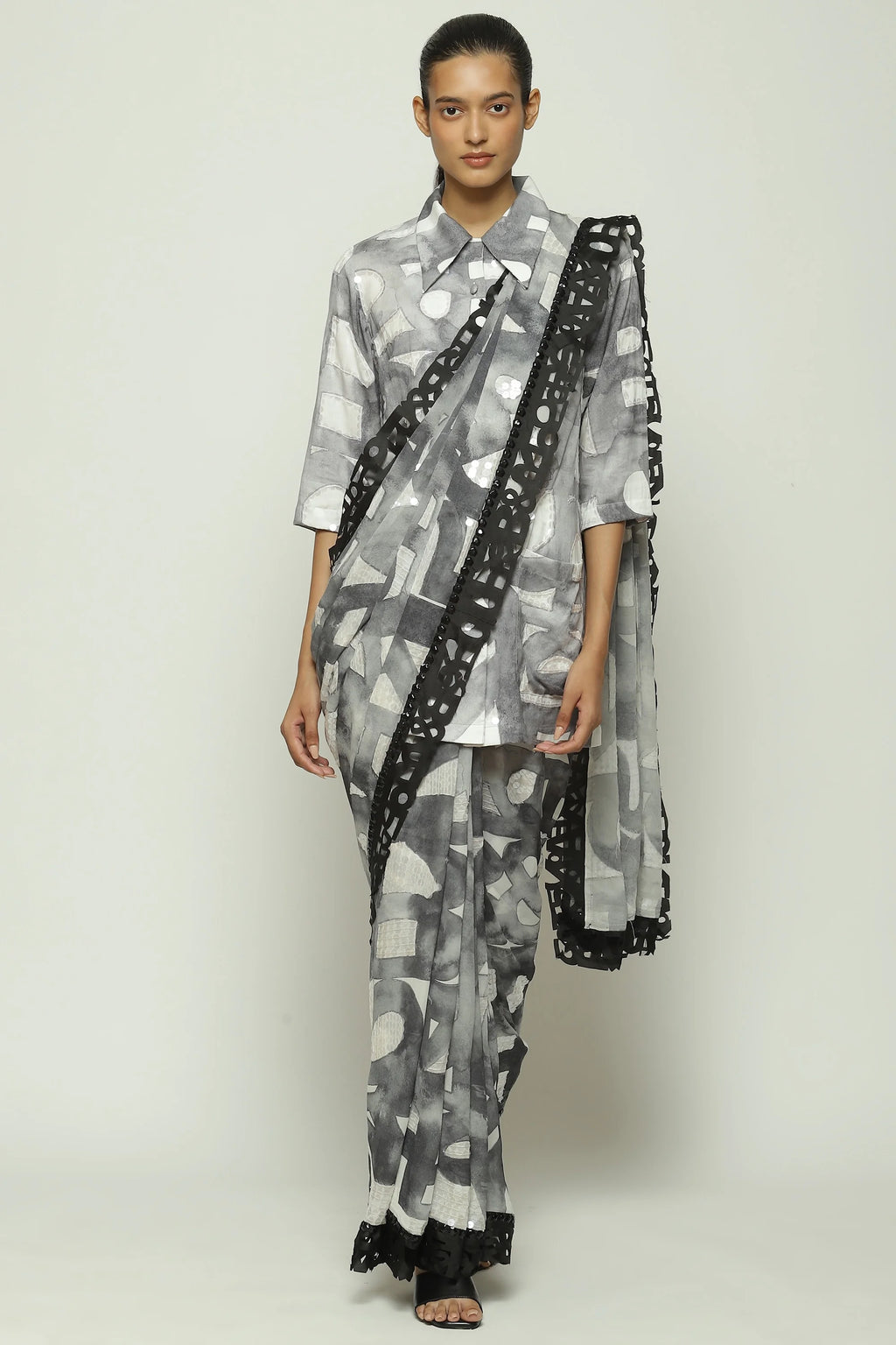 Fashion Show Watercolour Calligraphy Sari
