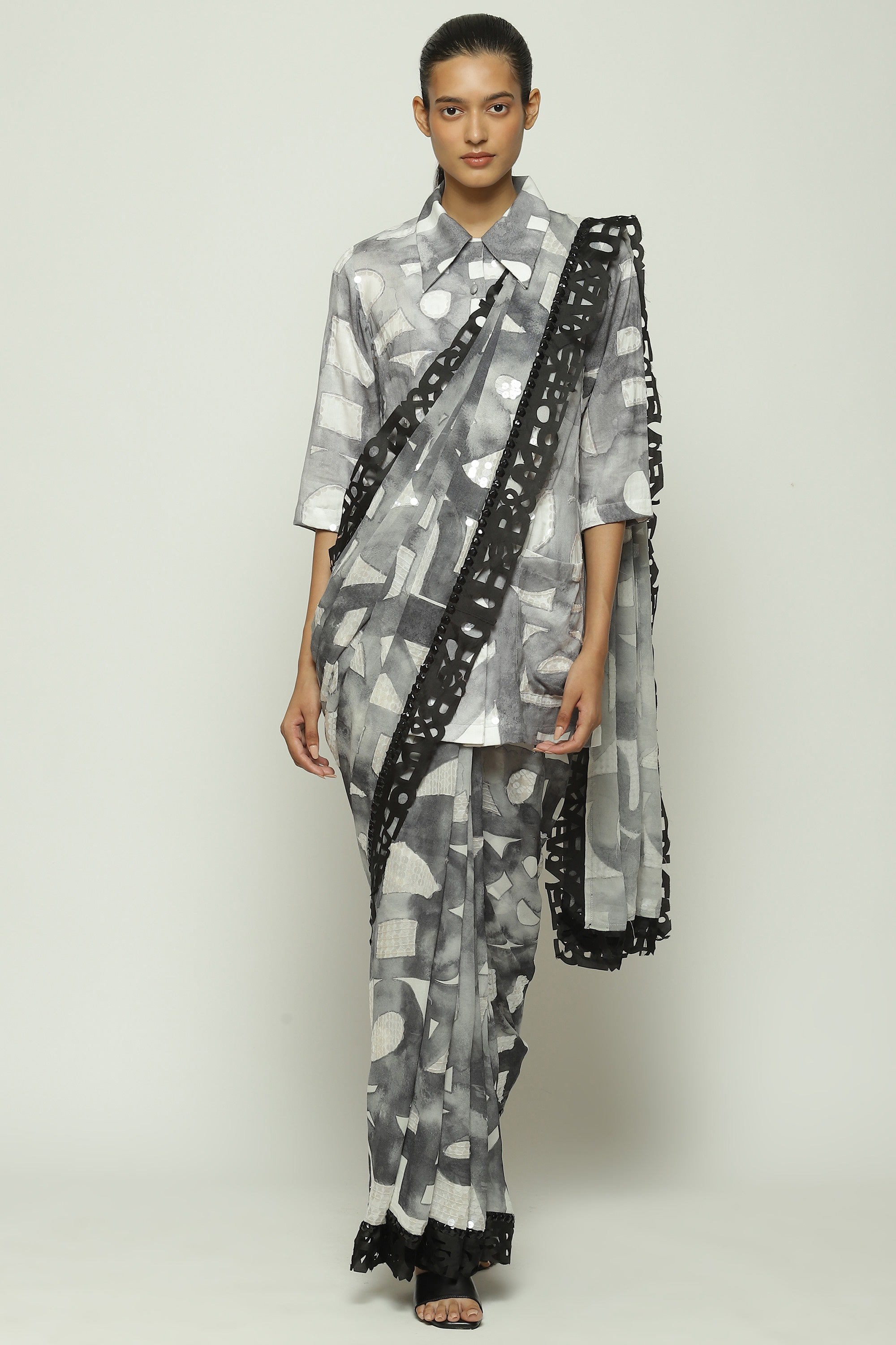 Fashion Show Watercolour Calligraphy Sari