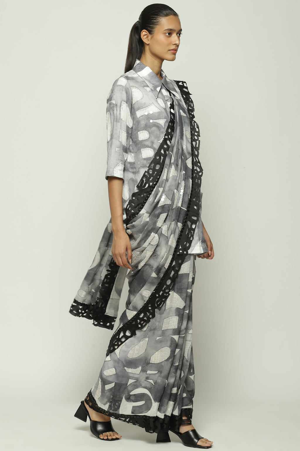 Fashion Show Watercolour Calligraphy Sari