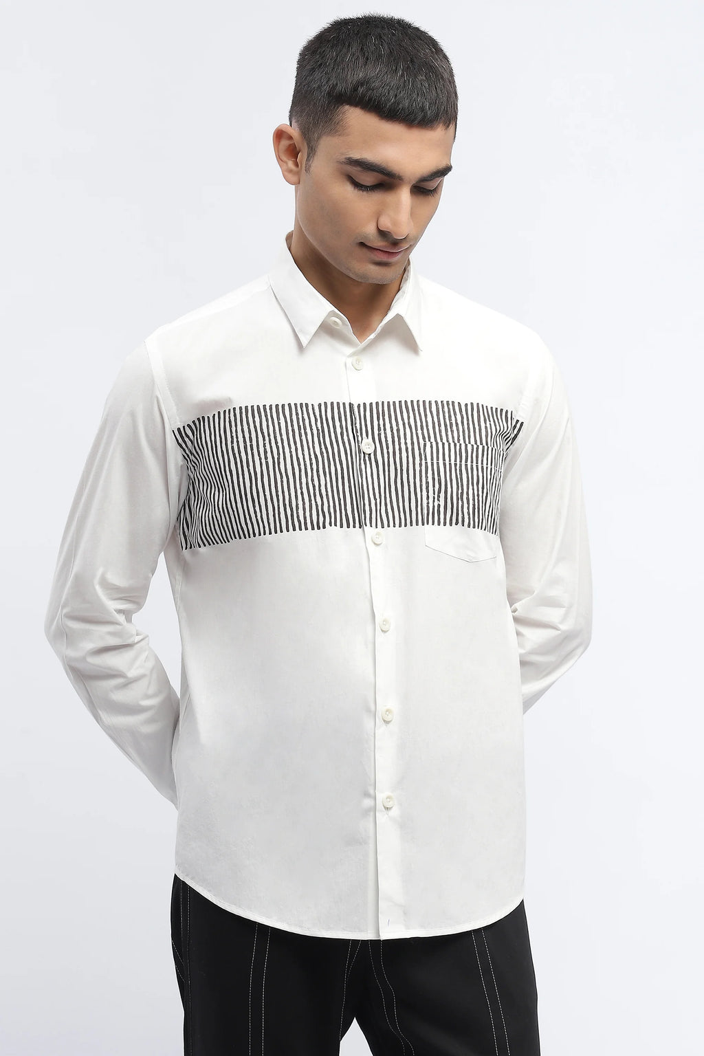 Center Stripe Block Print Shirt