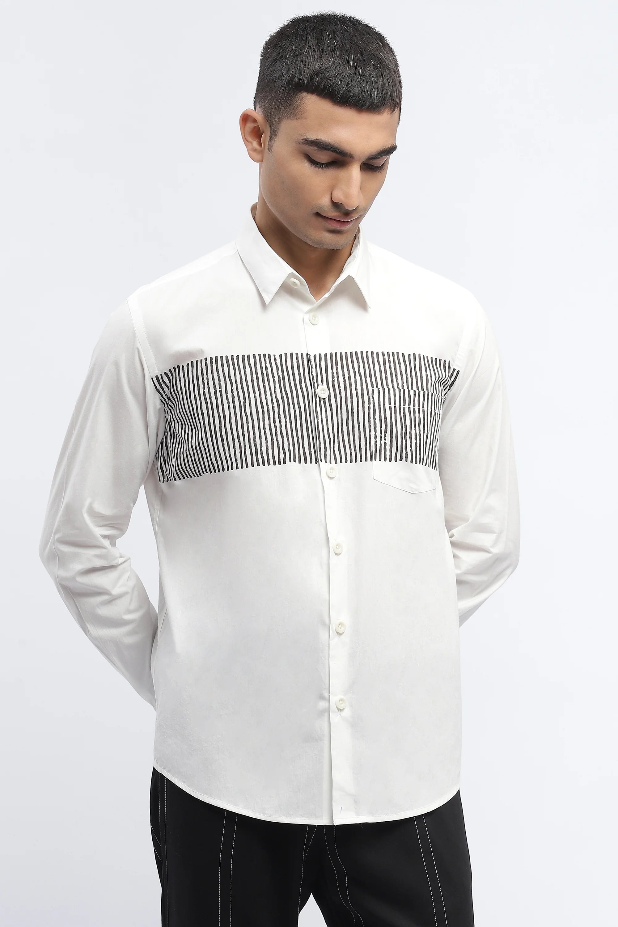 Center Stripe Block Print Shirt