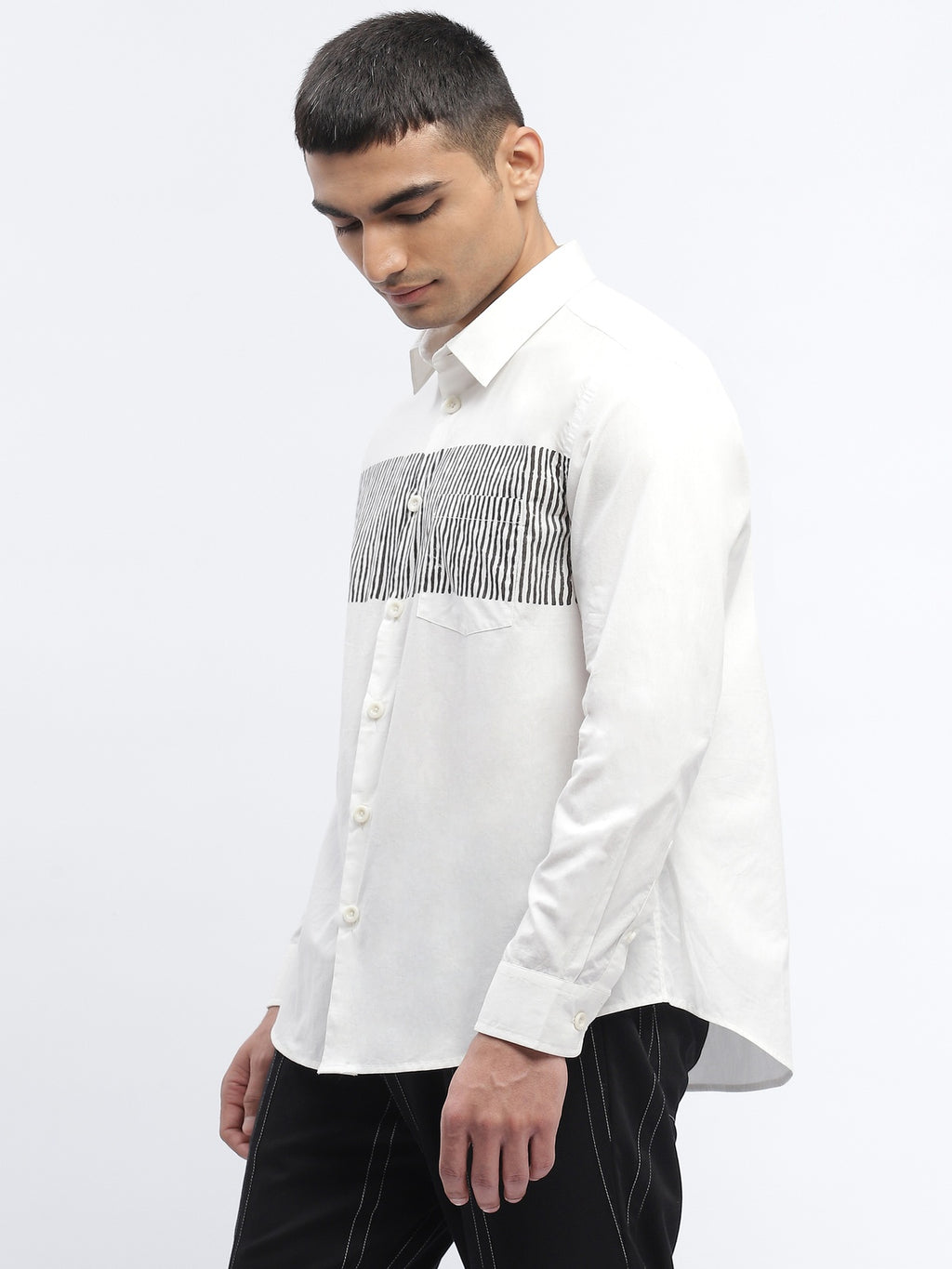 Center Stripe Block Print Shirt