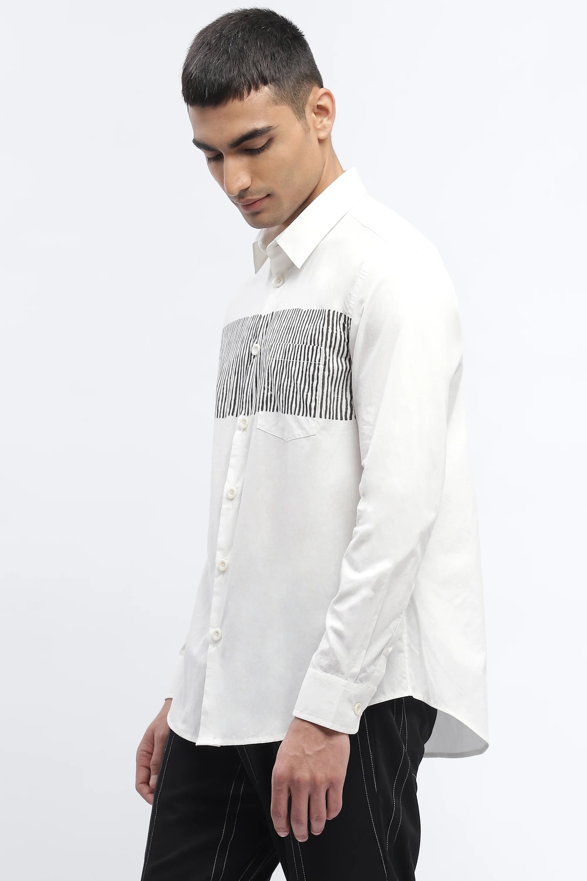 Center Stripe Block Print Shirt