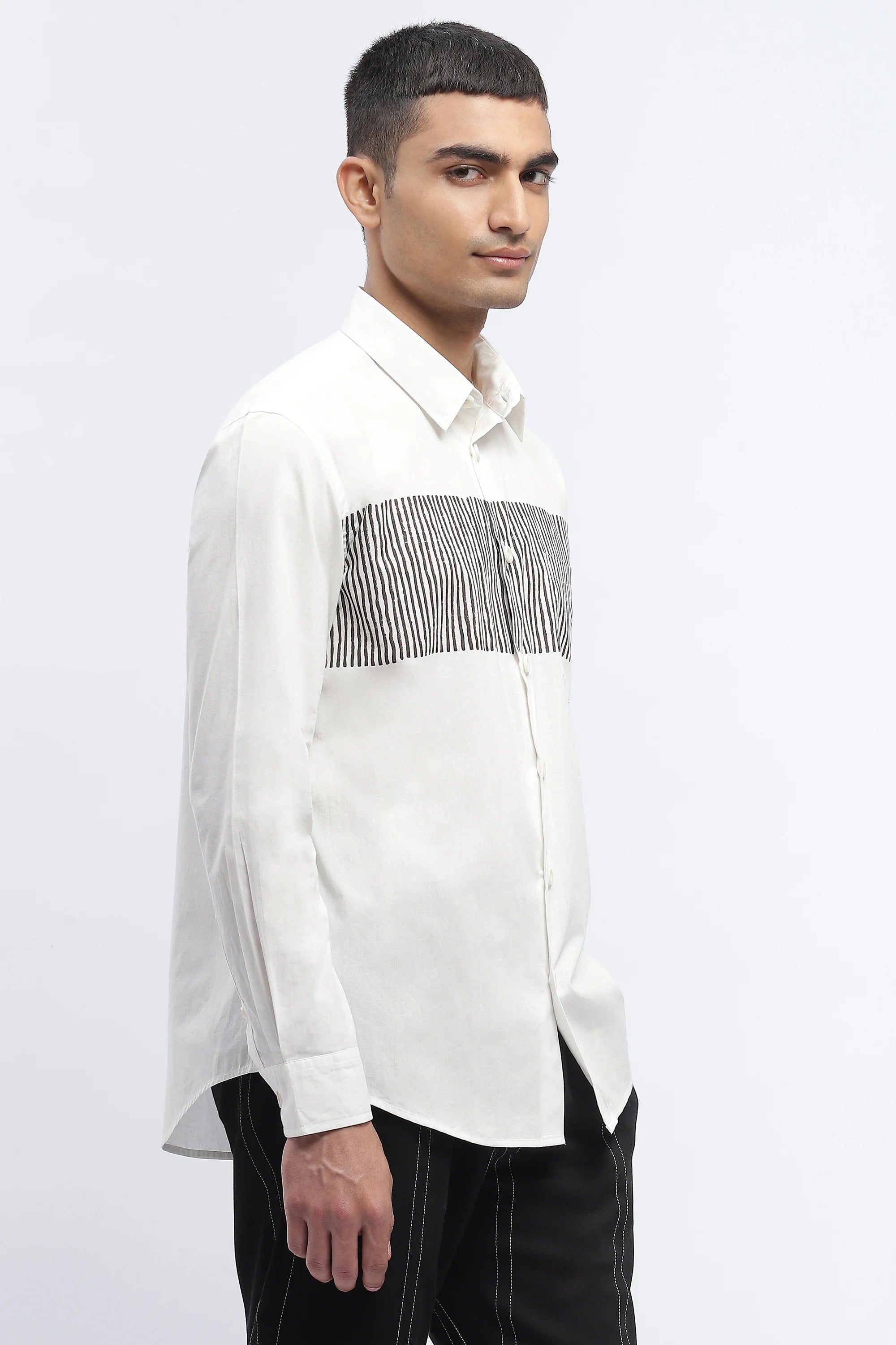 Center Stripe Block Print Shirt