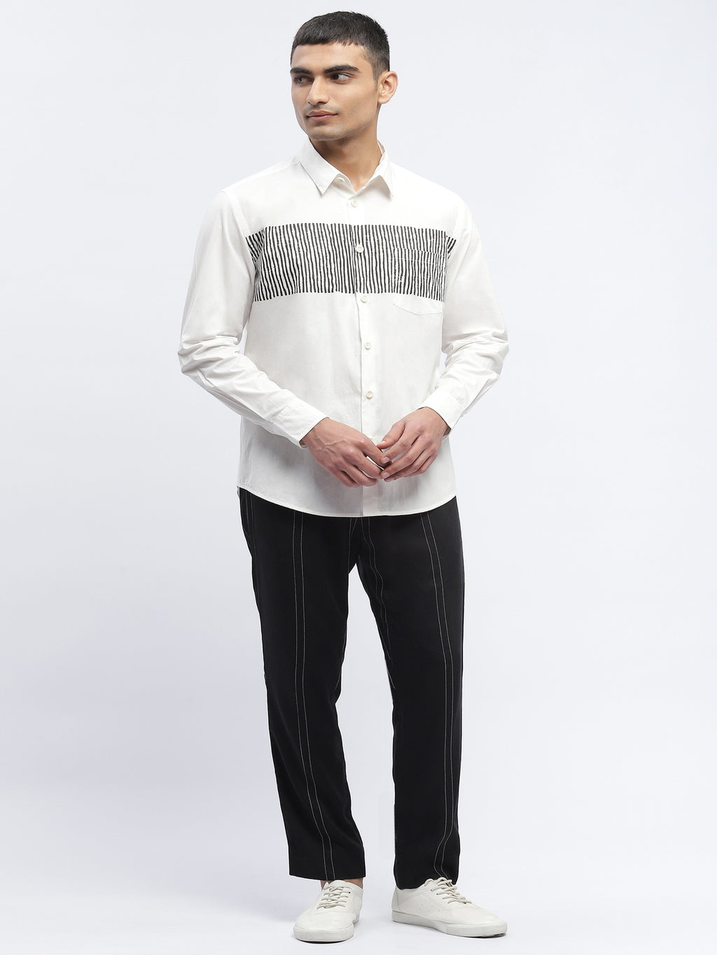 Center Stripe Block Print Shirt