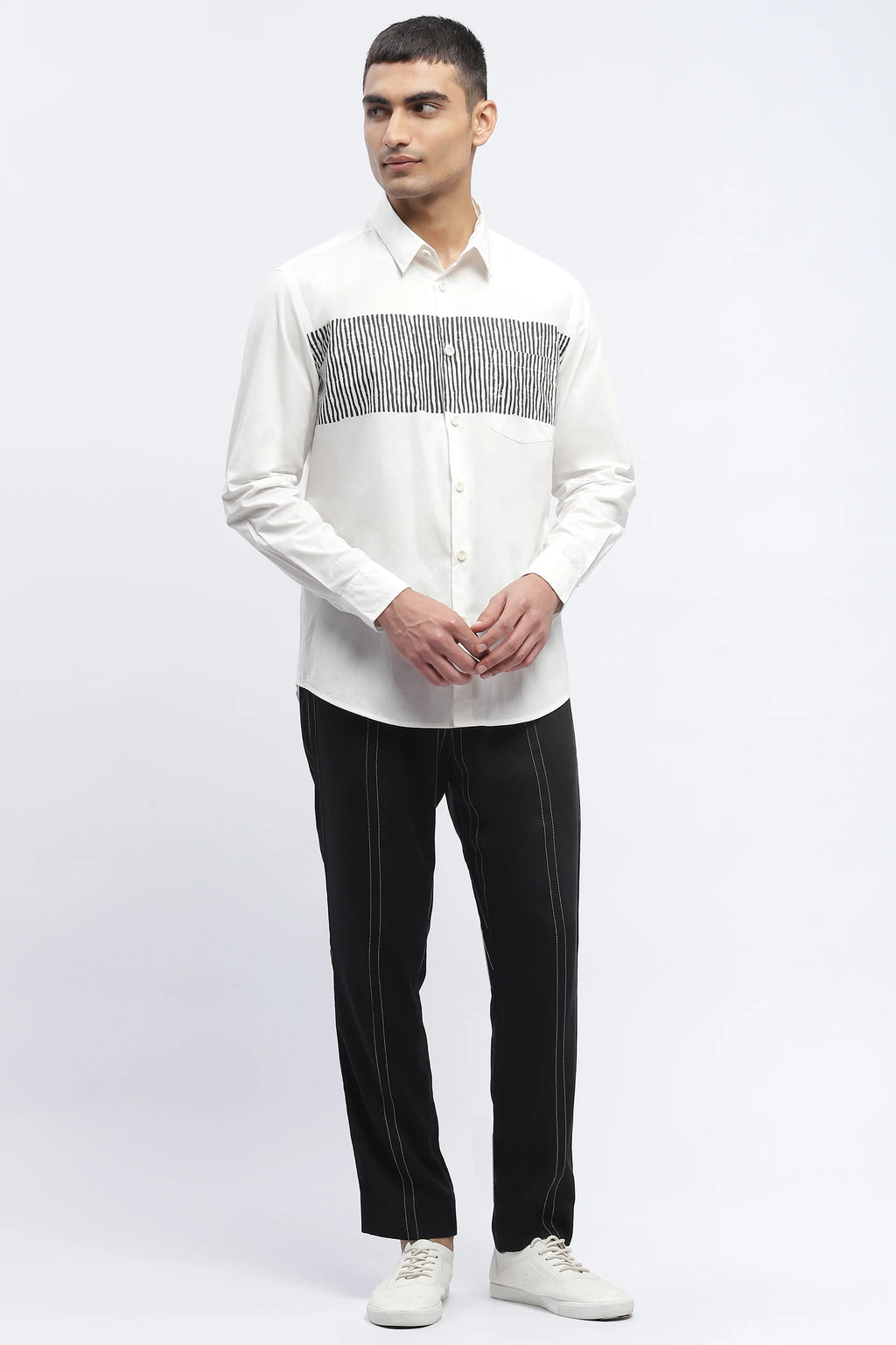 Center Stripe Block Print Shirt