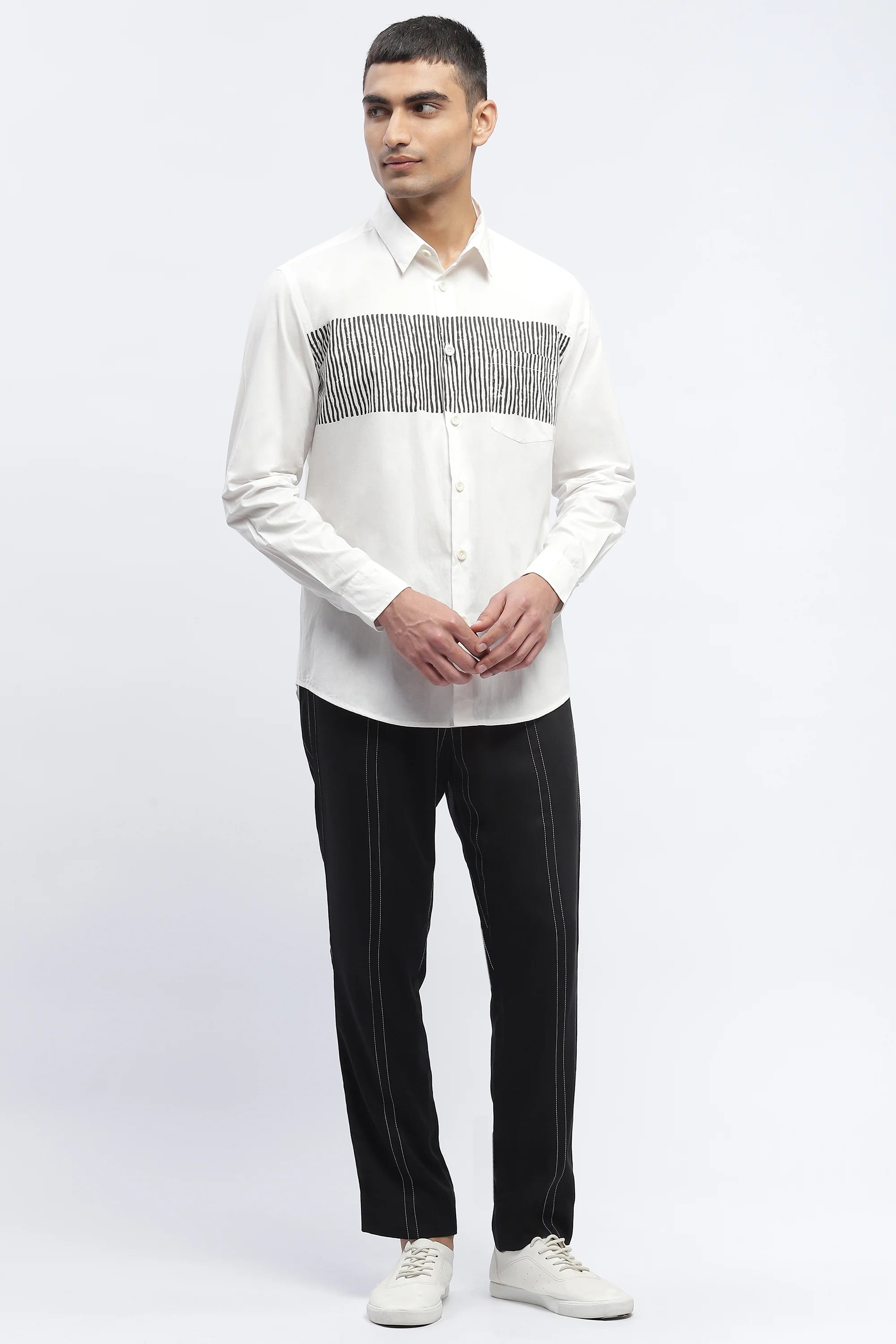 Center Stripe Block Print Shirt